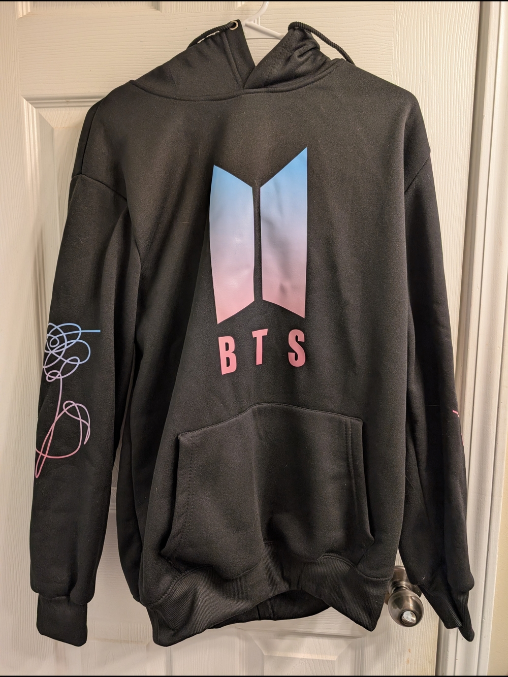 Kpop Bts Logo  Black Pullover Hoodie W/ Jung Kook On The Back As Well As 97